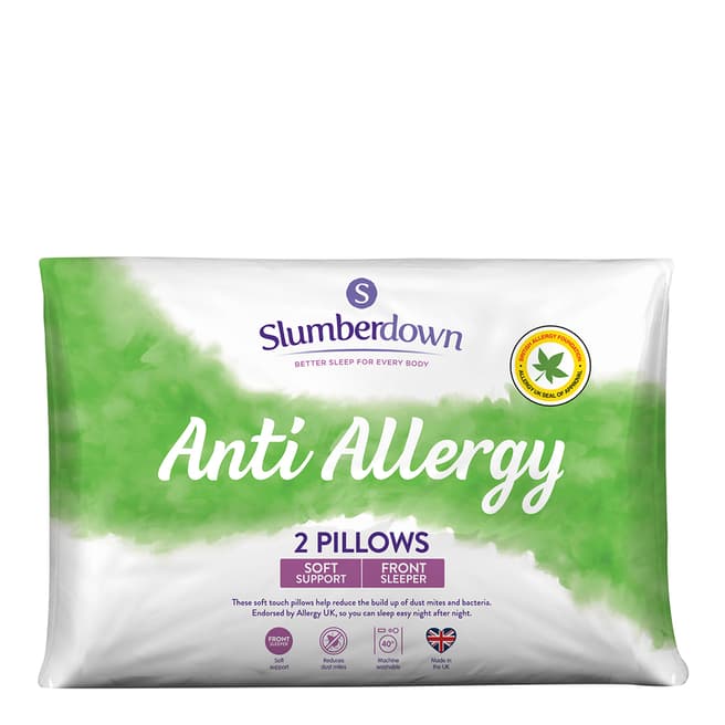 Slumberdown Anti Allergy Pair of Pillows, Soft