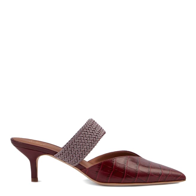 Malone Souliers Burgundy Maisie Embossed Print Leather Mules