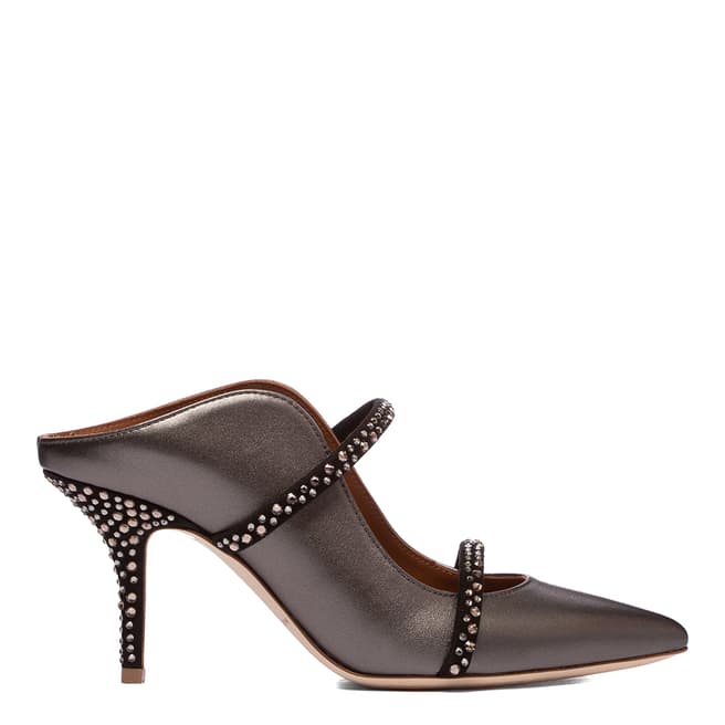 Malone Souliers Anthracite Maureen Crystal Pointed Mules