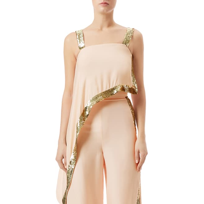 Temperley London Pale Pink Sycamore Silk Blend Draped Top