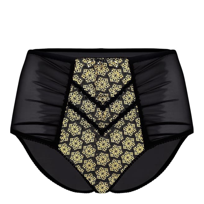 Le Vernis Black/Gold Embroidered Hipster Brief