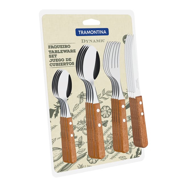 Tramontina 24 Piece Polished Wood Cutlery Set