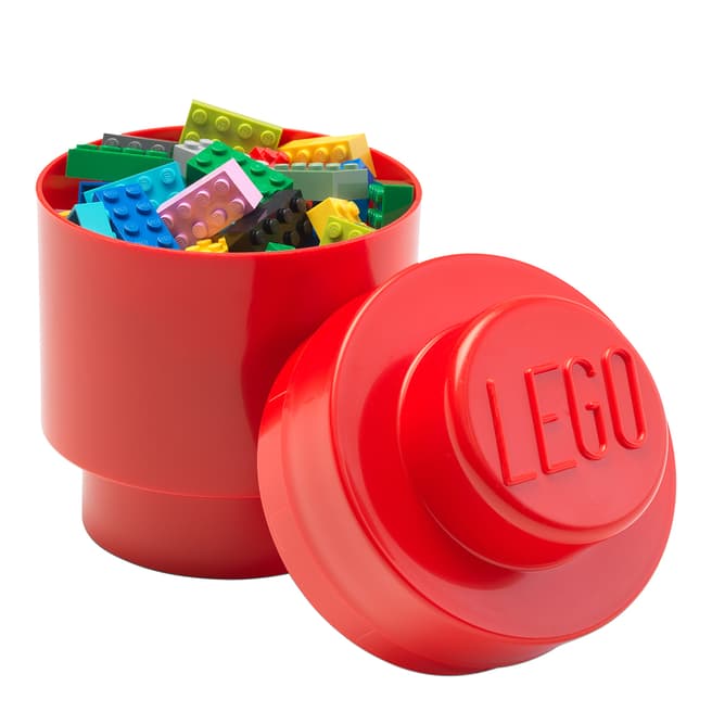 Lego Bright Red 1 Brick Round Storage Box