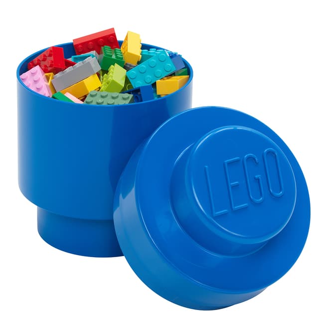 Lego Bright Blue 1 Brick Round Storage Box