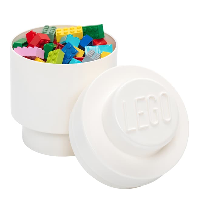 Lego White 1 Brick Round Storage Box