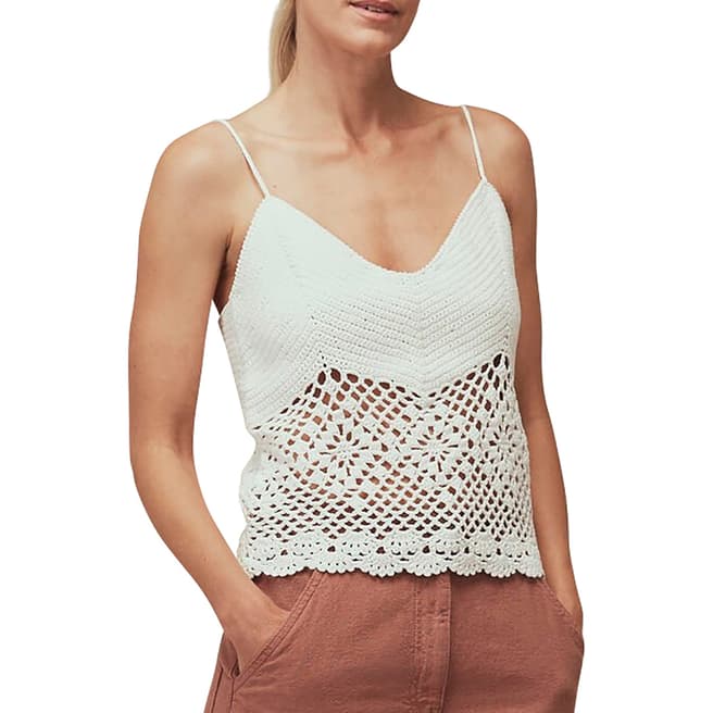 WHISTLES White Strappy Crochet Knit Top
