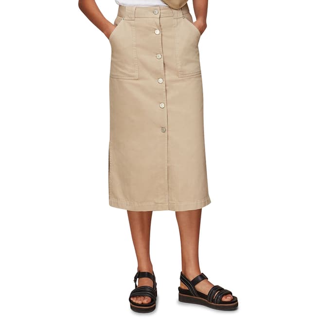 WHISTLES Stone Utility Denim Skirt