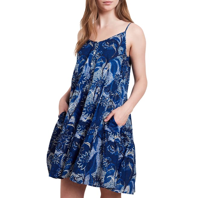 Velvet By Graham and Spencer Blue Multi Printed Cotton Dress