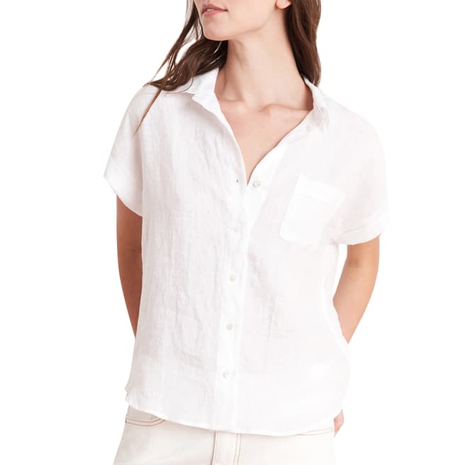 Velvet By Graham and Spencer White Linen Short Sleeve Shirt