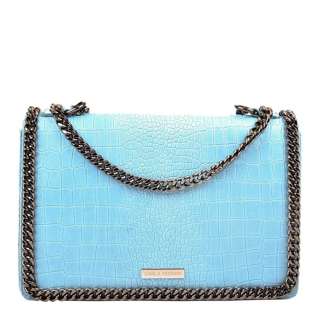 Carla Ferreri Blue Leather Shoulder/Crossbody Bag