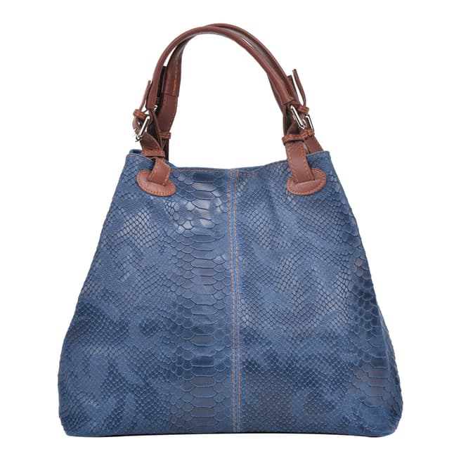 Luisa Vannini Blue Leather Shoulder Bag