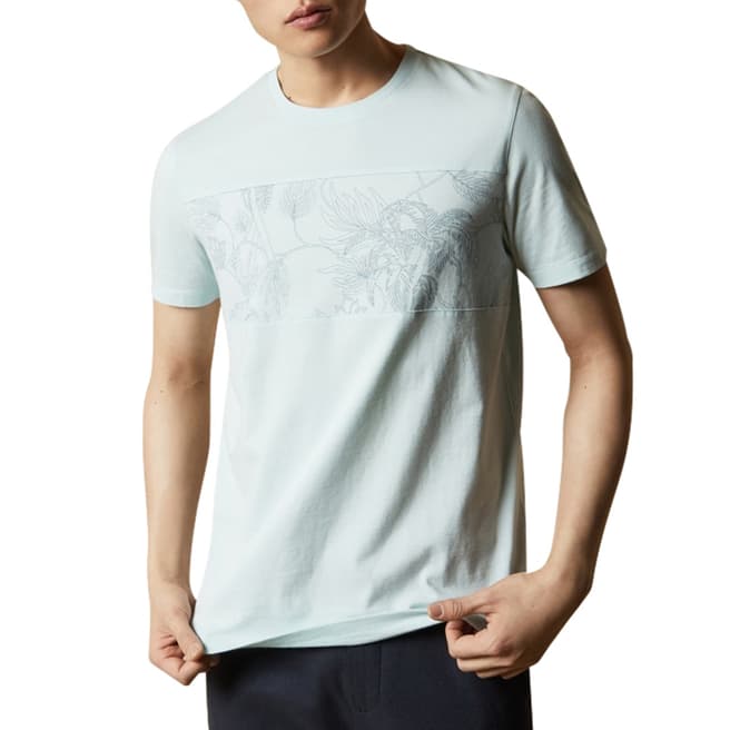 Ted Baker Mint Herbtee Printed Panel Cotton T-Shirt