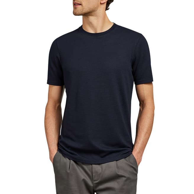 Ted Baker Navy Jamin Textured Cotton T-Shirt