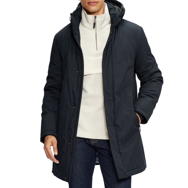 Ted Baker Navy Helvel Coat With Removable Hood