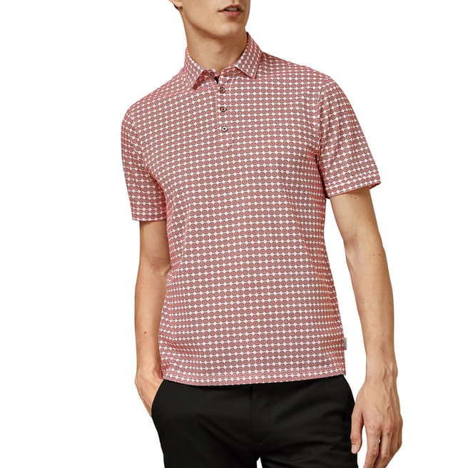 Ted Baker Red Nyall Geo Printed Polo Top