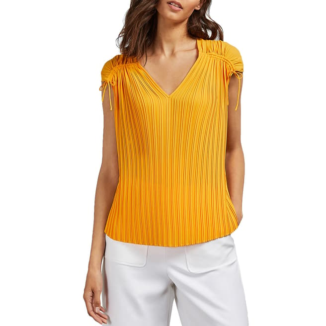 Ted Baker Yellow Chasta Tie Shoulder Pleated Top