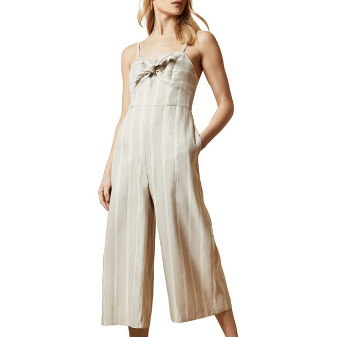 Ted Baker Ivory Daceyy Linen Striped Jumpsuit