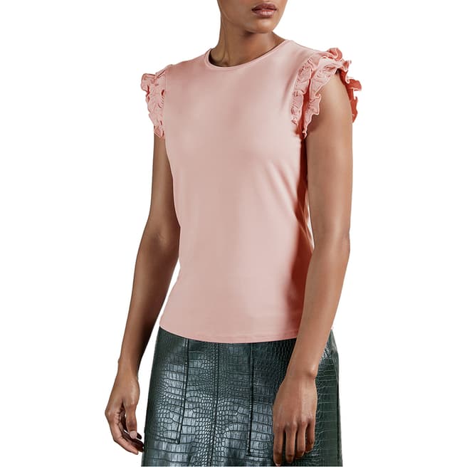 Ted Baker Pale Pink Liniea Frill Sleeve T-Shirt