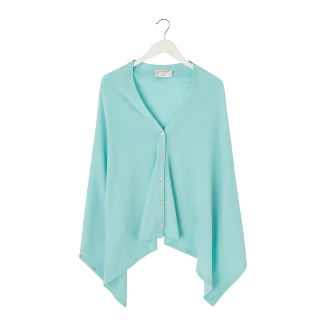 Denner Cashmere Turquoise Light Buttoned Cashmere Poncho