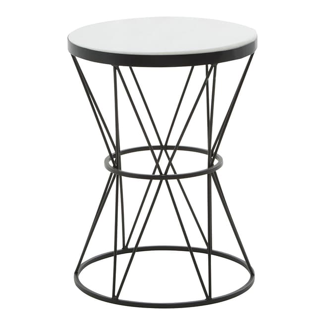 Fifty Five South Shalimar Round White Marble Top Side Table
