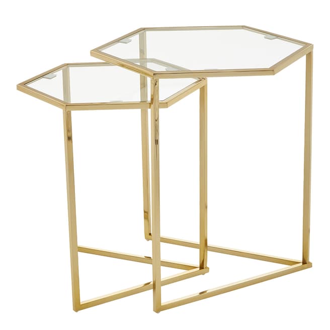Fifty Five South Herber Set Of 2 Gold Finish Tables