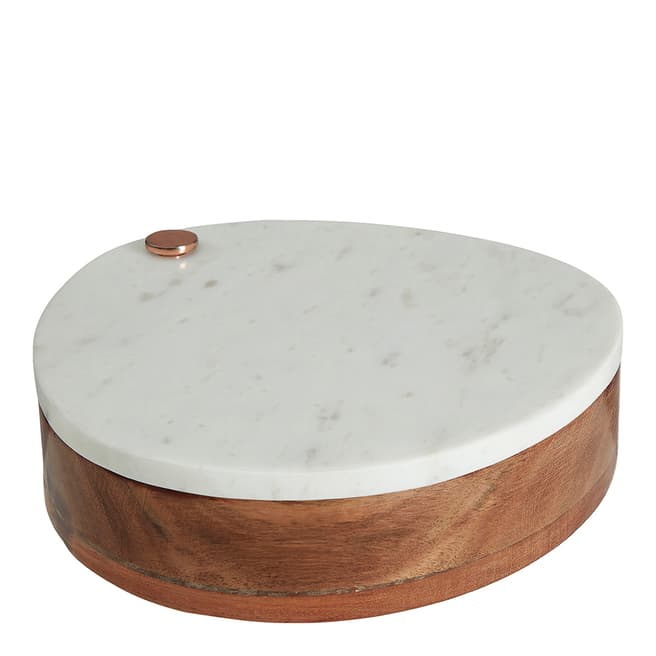 Premier Housewares White Marble/Wood Cheese Knife& Board Set