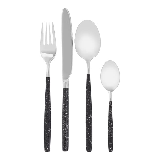 Premier Housewares Black Marble Pattern Avie 16pc Cutlery Set