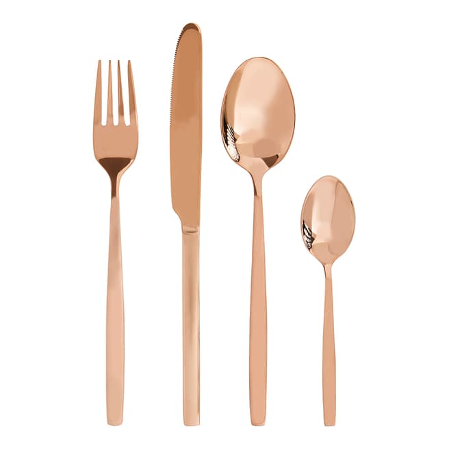 Premier Housewares Rose Gold Finish Avie 16pc Cutlery Set