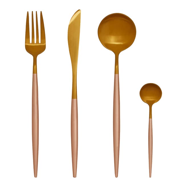 Premier Housewares Gold Avie 16pc Cutlery Set