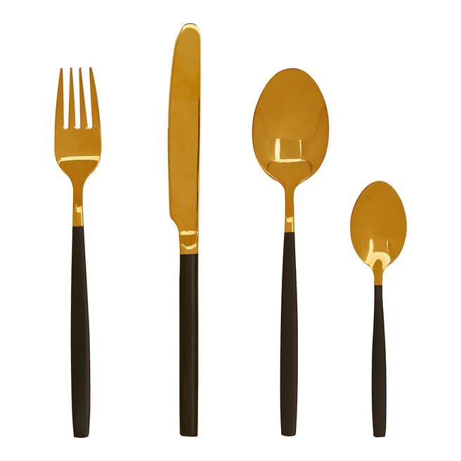 Premier Housewares Gold/Black Avie 16pc Cutlery Set