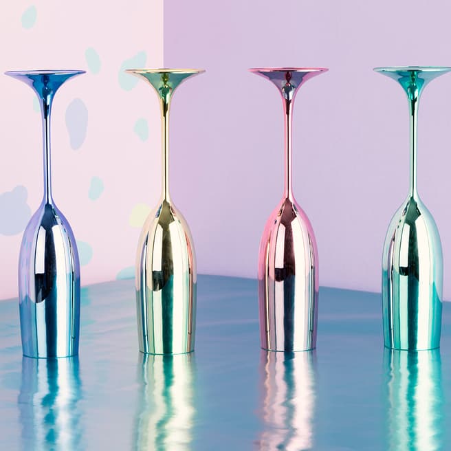 Premier Housewares Mimo Set Of 4 Multicolour Champagne Glasses