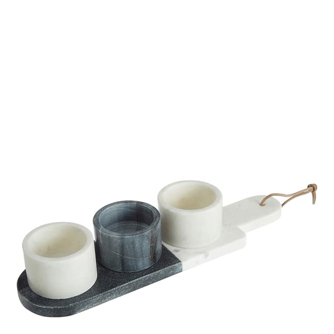 Premier Housewares White/Grey 3 piece Set Condiment Paddle Board