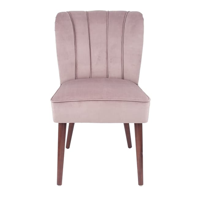 Pacific Life Blush Pink Velvet Dining Chair Walnut Effect Legs