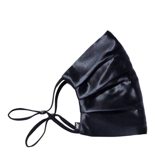 Slip Silk Face Mask with Re-usable Pouch, Black