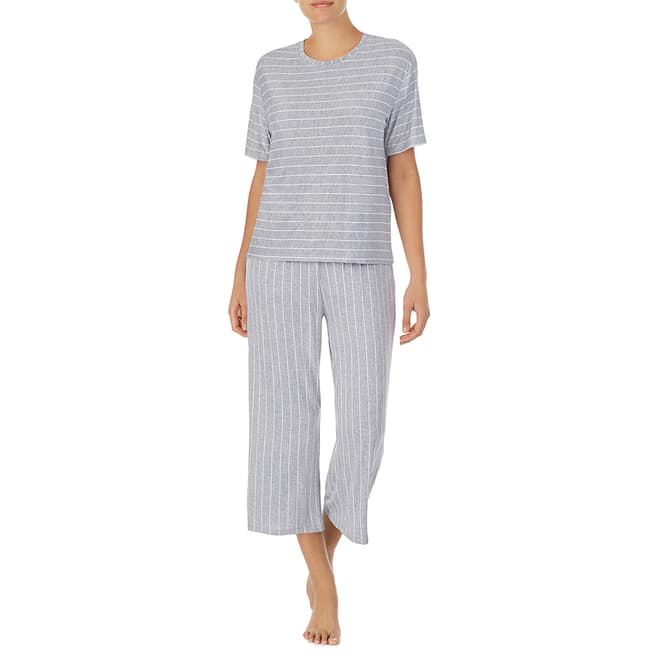DKNY Grey Heather Stripe Capri Pyjama Set
