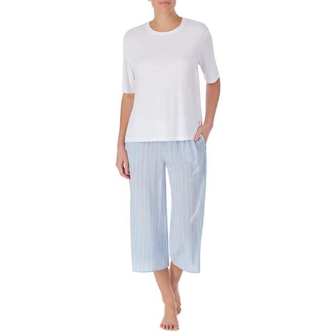 DKNY White/Light Blue Capri Pyjama Set