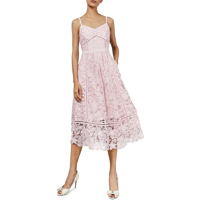 Ted Baker Pale Pink Valens Lace Midi Dress