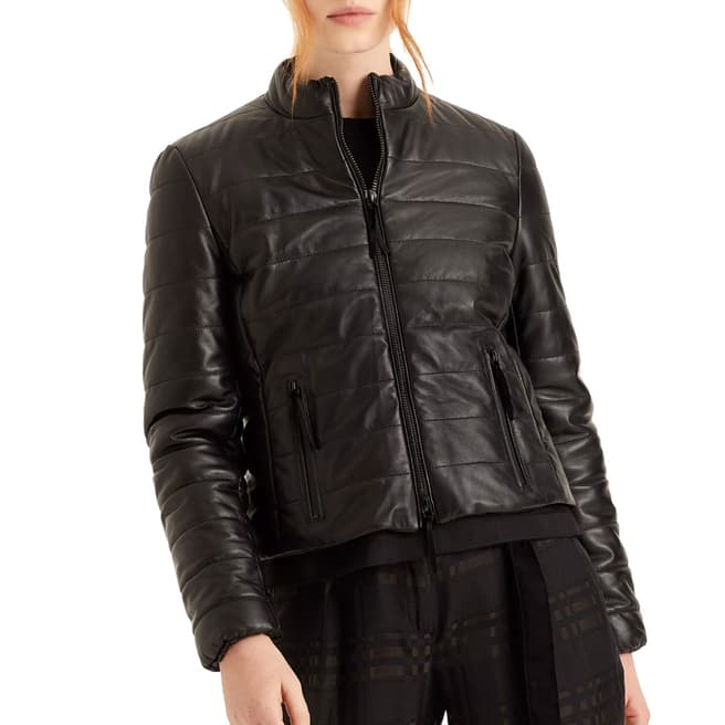 Amanda Wakeley Black Quilted Leather Jacket