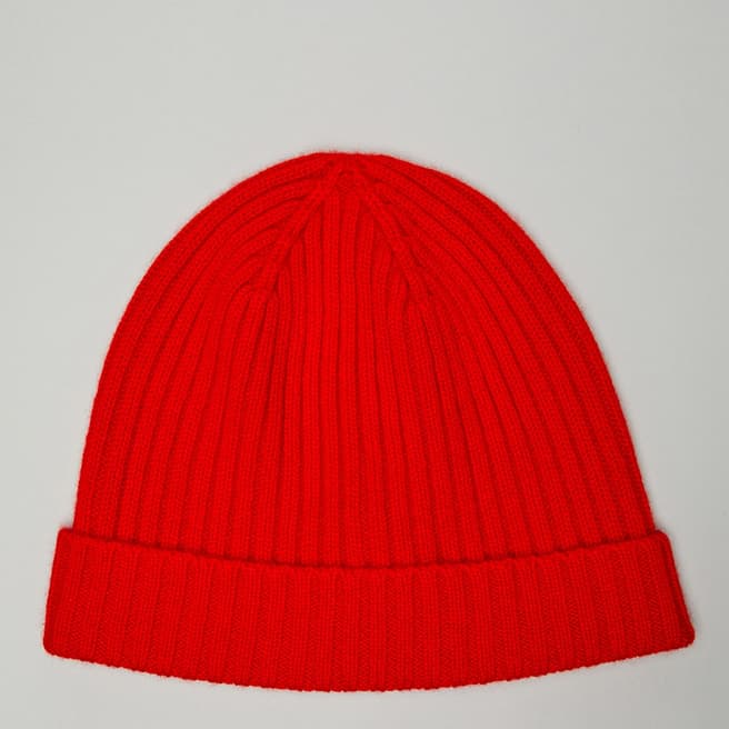 N°· Eleven Red Cashmere Ribbed Beanie