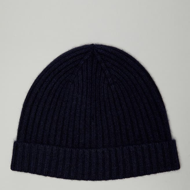 N°· Eleven Navy Cashmere Ribbed Beanie