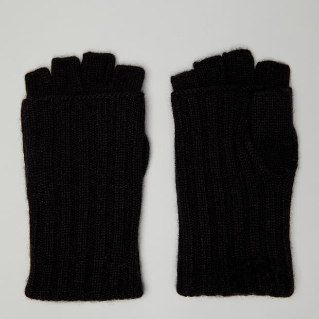 N°· Eleven Black Cashmere Ribbed Fingerless Gloves