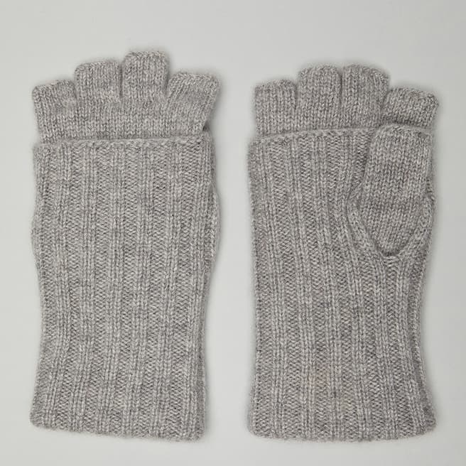 N°· Eleven Grey Cashmere Ribbed Fingerless Gloves