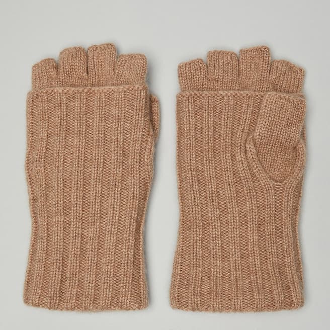 N°· Eleven Oatmeal Cashmere Ribbed Fingerless Gloves