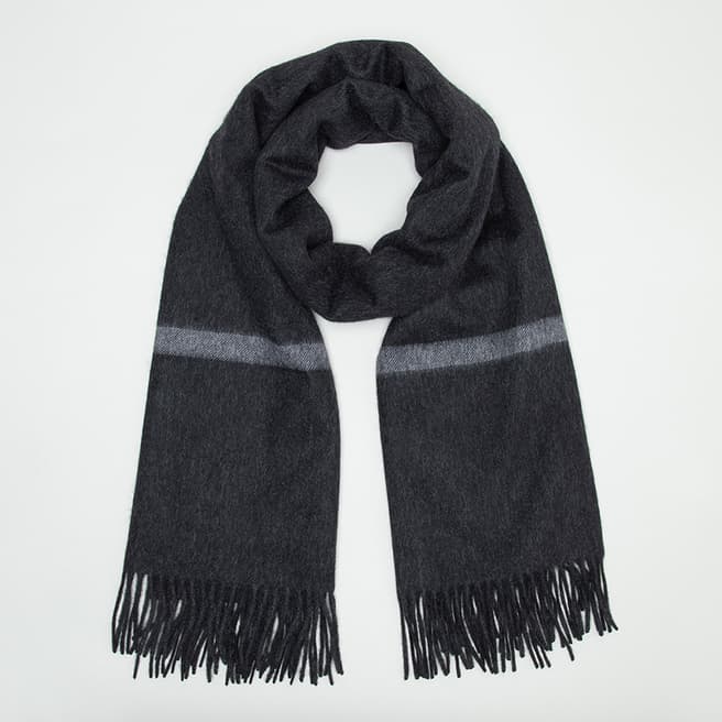 N°· Eleven Charcoal Cashmere Blend Woven Blanket Scarf