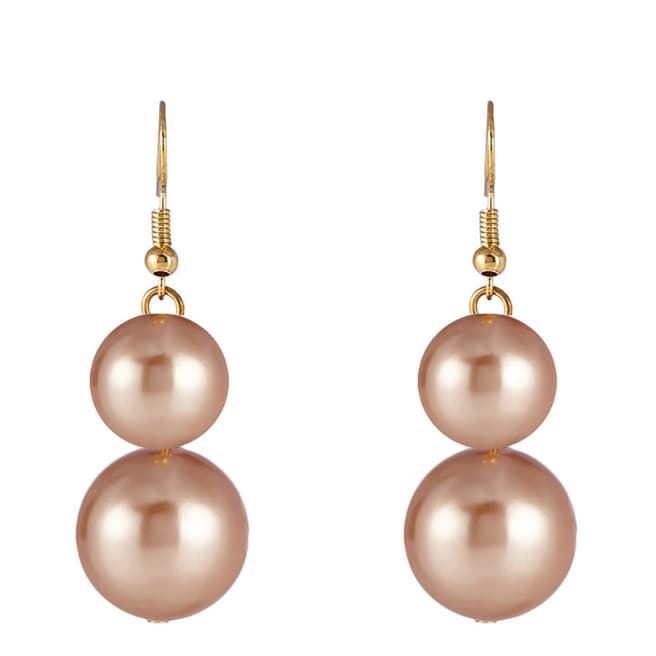 Liv Oliver 18K Double Champagne Pearl Drop Earrings