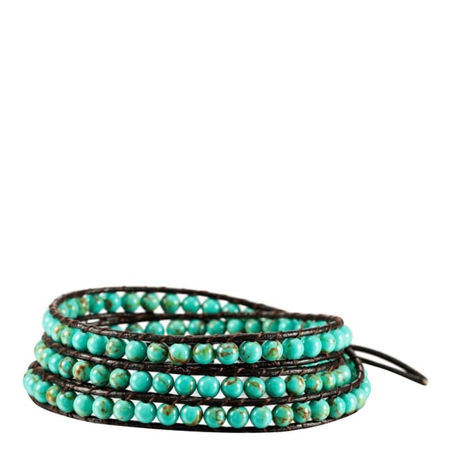 Stephen Oliver Turquoise Leather Multi Wrap Bracelet