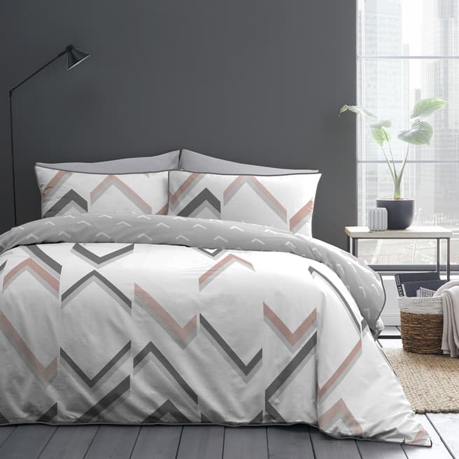 Appletree Fractured Lines Double Duvet Cover Set, Blush