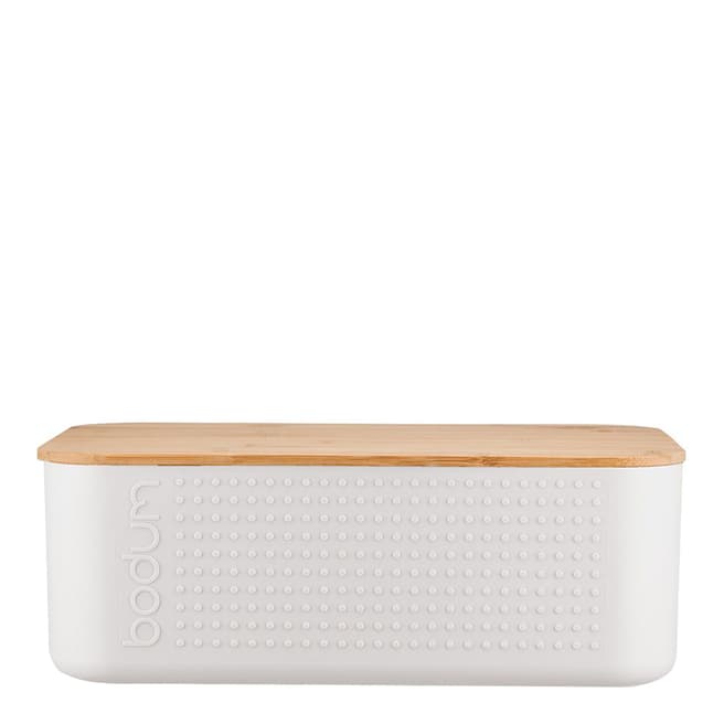 Bodum Small White Bread Box With Lid, 29.4cm