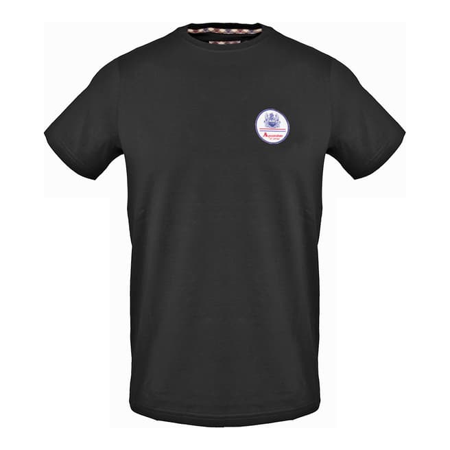 Aquascutum Black Front Badge Cotton T-Shirt
