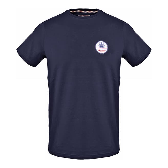 Aquascutum Navy Front Badge Cotton T-Shirt